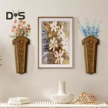 Винтажная настенная ваза из прочной смолы для дома, офиса, гостиной, настенная подвесная ваза для искусственных растений, украшение для вазы с сухими цветами 1pc