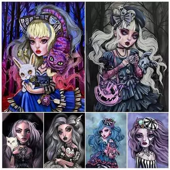 Винтажная настенная живопись для девочек, жуткая готическая картина ужасов, плакат с принтом, домашний декор, без рамки 21*30cm