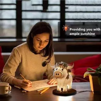 Винтажная настольная лампа с изображением коровы, управляемая через USB, гостиная, спальня, тумбочка, прикроватная тумбочка, ночник с изображением животных, украшение стола, подарок на день рождения