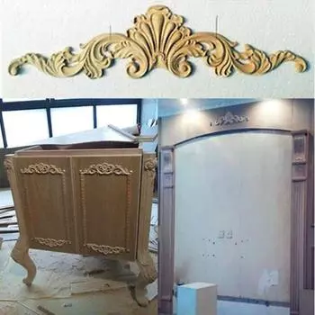 Винтажная неокрашенная аппликация из дерева, резная угловая мебель, домашний декор, наклейка 20x5cm