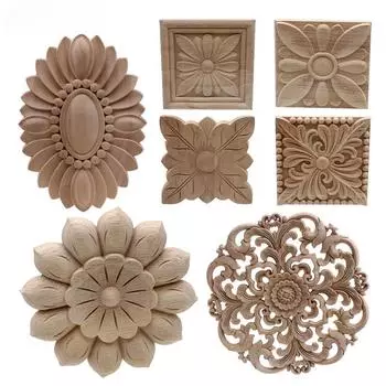 Винтажная неокрашенная деревянная резная наклейка угловая аппликация рамка для домашней мебели настенный шкаф дверца декоративная деревянная миниатюра ремесло