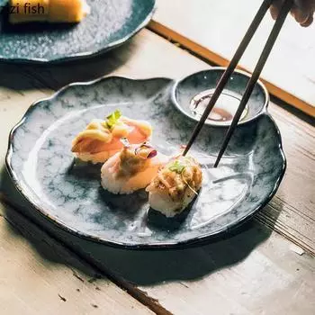 Винтажная нестандартная керамическая тарелка, десертная тарелка, тарелка для пельменей, суши-тарелки, ресторан, молекулярная кухня, креативная посуда