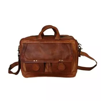 Винтажная новая мужская сумка из козьей кожи, настоящая коричневая сумка через плечо для ноутбука, портфель 12 x 16 x 4 in коричневый