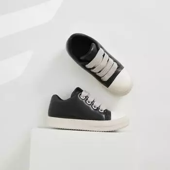 Винтажная обувь Толстые шнурки Мода Высокий верх Платформа Черная кожа Повседневные Женские Массивные Кроссовки 35 чёрный