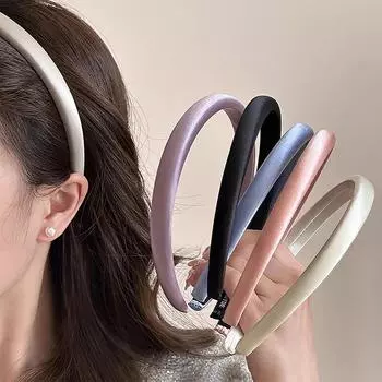 Винтажная однотонная кремовая повязка на голову из атласного шелка, головные уборы для женщин и девочек, модные обручи для волос, повязки на голову, аксессуары для волос синий