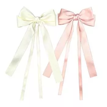 Винтажная однотонная лента, заколка-брошь с двойным бантом для женщин, девушек, корейская большая заколка с длинной кисточкой, аксессуары для волос