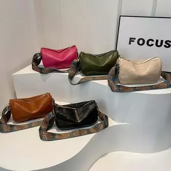 Винтажная однотонная сумка через плечо из искусственной кожи, модная универсальная простая сумка через плечо для женщин, большая вместимость, сумки-мессенджеры хаки