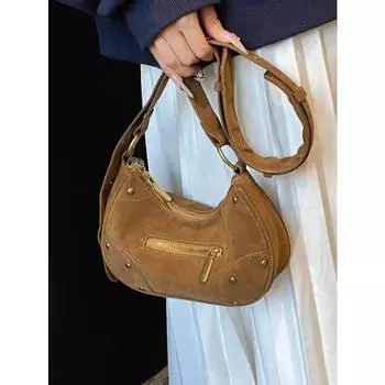 Винтажная однотонная женская сумка через подмышку, новая модная горячая женская сумка-полумесяц, высококачественные женские сумки через плечо