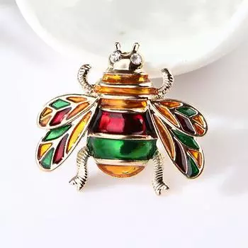 Винтажная окрашенная брошь в виде пчелы, модная эмалевая симпатичная булавка в виде насекомого, булавка для воротника в виде жука, женская одежда