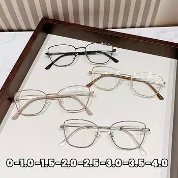 Винтажная оправа «кошачий глаз» для близорукости, классические квадратные очки для женщин с небольшой оправой для близорукости и прозрачными линзами 0 золотой