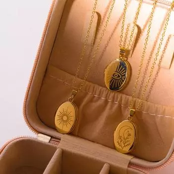 Винтажная овальная фоторамка с изображением Луны и Солнца, медальон, ожерелье для женщин, колье, ожерелья, воротник, ювелирные изделия, подарок для мамы as the picture