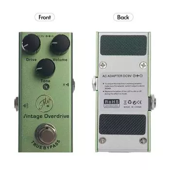 Винтажная педаль эффекта овердрайва для электрогитар с True Bypass Портативная однополосная гитарная педаль зелёный