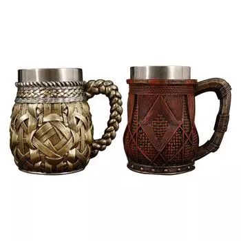 Винтажная плетеная деревянная кружка-бочка, кружка для пива из нержавеющей стали, подарок для мужчины, высококачественная кружка для воды из нержавеющей стали One Size