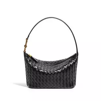 Винтажная плетеная сумка-мессенджер, на одно плечо, женская сумка подмышку, сумка-пельмень с застежкой-бабочкой, сумка для ланч-бокса для ношения в руке.