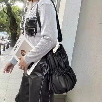 Винтажная плиссированная эластичная сумка-ведро женская большая вместительная мягкая сумка через плечо сумка Niche Design 26*30*9 серебряный серый