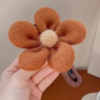 Винтажная плюшевая заколка для волос в виде цветка для женщин, девочек, милое украшение для волос, ободок, заколка-автомат, зажим для волос, модные аксессуары для волос