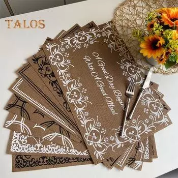 Винтажная подставка для столовых приборов с буквами, водонепроницаемая, термостойкая, нескользящая, теплоизоляция, можно мыть в посудомоечной машине, прямоугольный защитный декоративный коврик для обеденного стола