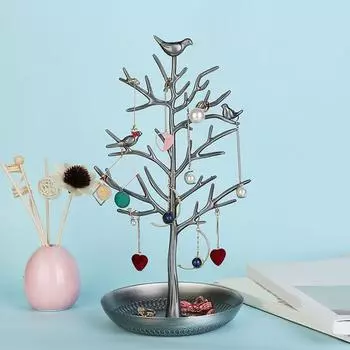 Винтажная подставка для украшений в виде птиц, деревьев, безделушек, ключей, сережек, ожерелий, колец, браслетов, ювелирных изделий, аксессуаров, подставка-органайзер, металлическая стойка для хранения серебряный