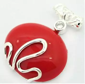 Винтажная подвеска из стерлингового серебра 925 пробы 37x30 мм с имитацией красного коралла, подарок на день Святого Валентина