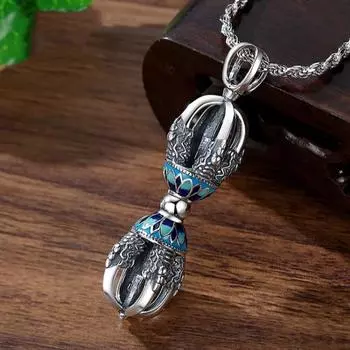 Винтажная подвеска-пестик в виде ваджры, выполненная в технике перегородчатой эмали, мужская подвеска-пестик в тибетском стиле, выполненная в китайском стиле 1*5CM