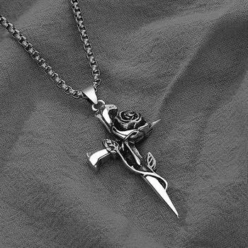 Винтажная подвеска «Роза» Хип-хоп Уличный рок Мужское ожерелье