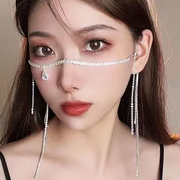 Винтажная подвеска в виде капли воды, цепочка для лица, многослойная цепочка для лица, маска, украшение для вечеринки