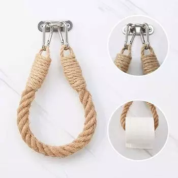Винтажная подвесная веревка для полотенец, держатель для туалетной бумаги, домашний отель, декор для ванной комнаты, стеллаж для хранения на присоске, настенный передвижной 1pcs