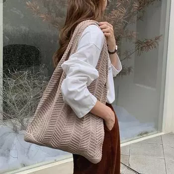 Винтажная полая вязаная сумка сумка ручной работы женская сумка шерстяная сумка-тоут сумки сумки сумка для покупок