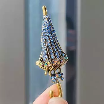 Винтажная полностью инкрустированная стразами брошь-зонтик булавки для женщин броши-шармы из металла ювелирные изделия подарки одежда аксессуары эмалированная булавка
