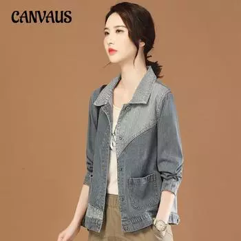 Винтажная полосатая джинсовая куртка с длинными рукавами, весенне-осенняя бейсбольная форма M