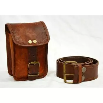 Винтажная поясная сумка Hunters Choice из натуральной кожи с поясом из козьей шкуры, классическая классика 7 x 5 x 2 in коричневый