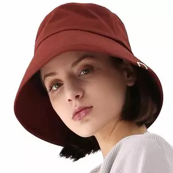 Винтажная потертая хлопковая шляпа с золотым лейблом, широкая, глубокая, с длинными полями, регулируемая, на все времена, с упаковкой, для путешествий, сафари, модная шляпа, Корея [UNDERCONTROL] (Био Красный)