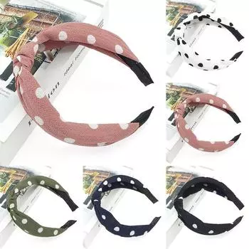 Винтажная повязка на голову с узлом для девочек, повязка на голову с лентой и проволокой в клетку, ретро, повязка на голову со шрамом One Size тёмно-синий