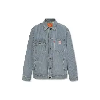 Винтажная повседневная джинсовая куртка в полоску Levis, мужская верхняя одежда, серо-синяя, A4820-0007