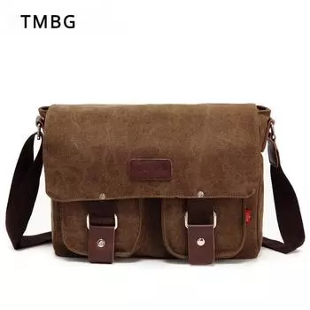 Винтажная повседневная хлопковая мужская сумка через плечо, горизонтальная квадратная сумка на одно плечо, женская сумка на молнии из натуральной кожи, подарок на день отца чёрный