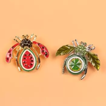 Винтажная преувеличенная глазурованная брошь в виде пчелы, разноцветные фрукты, мужские и женские аксессуары, булавка для костюма, пряжка красный