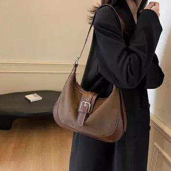 Винтажная прошитая сумка через плечо для женщин чёрный