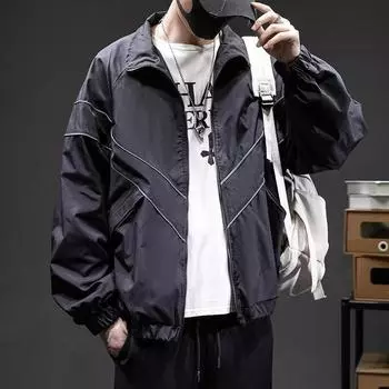 Винтажная простая черная куртка мужская уличная свободная куртка-пуховик для пары весна осень куртки M чёрный