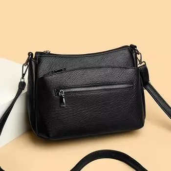 Винтажная простая женская сумка через плечо из высококачественной искусственной кожи, однотонные женские сумки через плечо, модная дизайнерская сумка