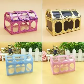 Винтажная прозрачная пиратская шкатулка для хранения сокровищ, безделушка для конфет для ювелирных изделий розы красного