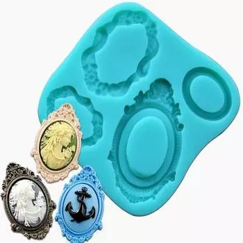 Винтажная прямоугольная рамка, силиконовая 3D зеркальная рамка, формы для украшения торта «сделай сам», инструмент для помадки розовый