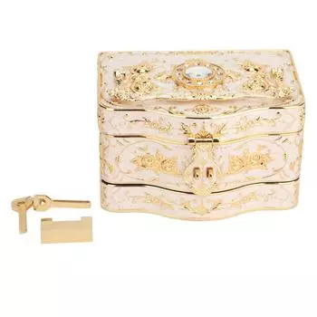 Винтажная прямоугольная шкатулка для украшений, 3 слоя, маленькая эмалированная шкатулка для безделушек, органайзер для женщин, белая белый