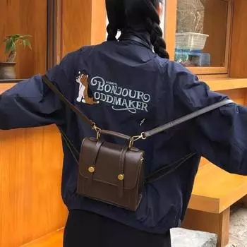 Винтажная пряжка на плечах сумка через плечо Oxford британский школьный портфель One Size коричневый