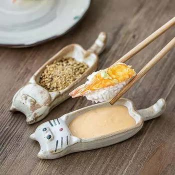Винтажная японская тарелка для соевого соуса, животное, кошка, милая керамическая тарелка, креативный ресторан, суши, закуска, десерт, мультяшная безделушка just one