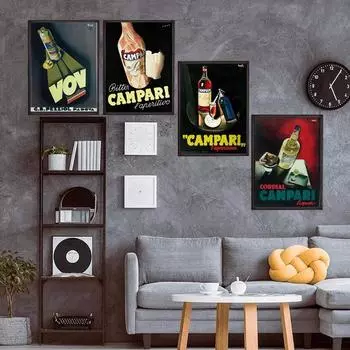 Винтажная реклама, постер с вином, печать на холсте, картина в стиле ретро, домашний декор, Настенная картина, винтажная реклама алкоголя 21x30cm No Frame