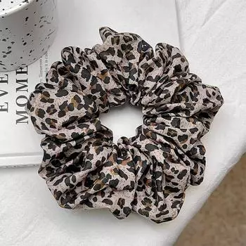 Винтажная резинка для волос Леопардовый принт , большая, кишка , для женщин, девочек, милая эластичная резинка для волос, резинка для волос, резинка, аксессуары для волос