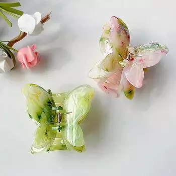 Винтажная романтическая большая текстурированная заколка-бабочка на затылке, заколка для волос, аксессуары для волос розовый