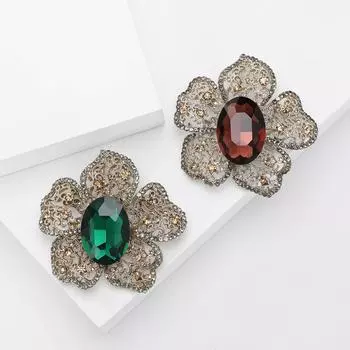 Винтажная романтическая брошь из сплава со стразами в виде большого цветка, высококачественная креативная женская брошь-шаль, украшение на булавку