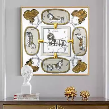 Винтажная роскошная картина на холсте с изображением лошади, настенное искусство, цветные блоки, постеры и принты для офиса, гостиной, настенный декор без рамки 20x20cm No Framed