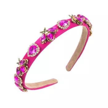 Винтажная Роскошная Мода Стразы Красочная Пчела Сердце Повязка на Голову Ободок Женские Красивые Аксессуары для Волос